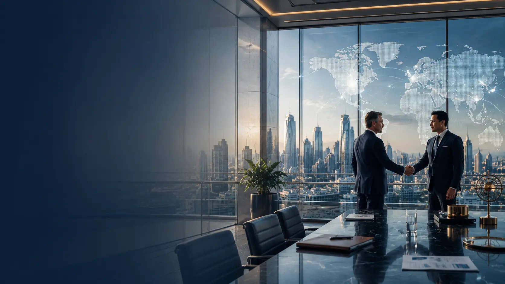 Business executives discussing strategic financing solutions with financial experts