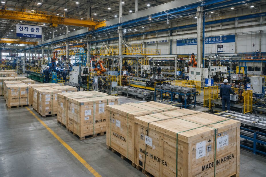Korean manufacturing facility with export-ready products