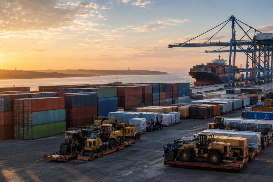 Australian export cargo prepared for international shipment