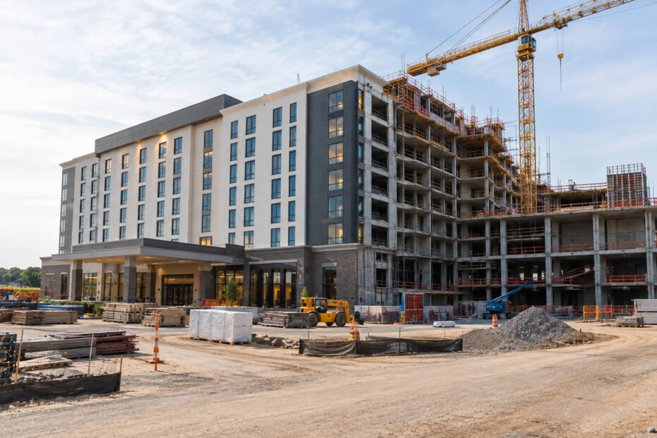 Partially completed hotel under construction