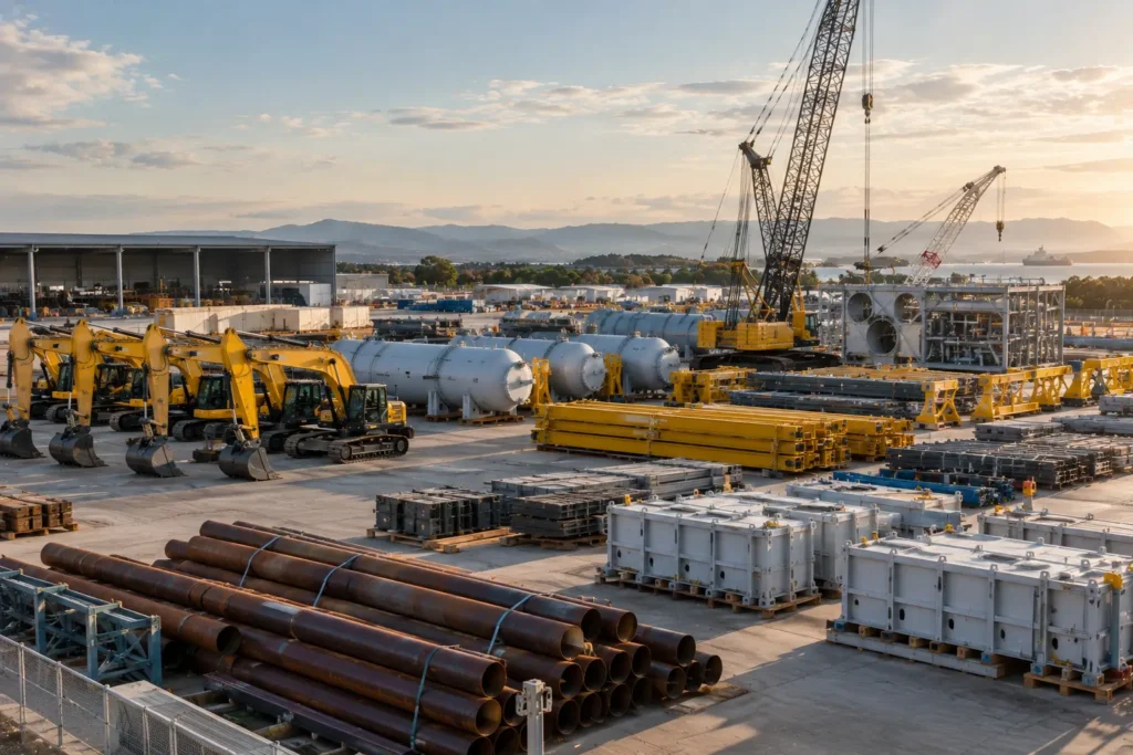 Industrial equipment staged for project deployment