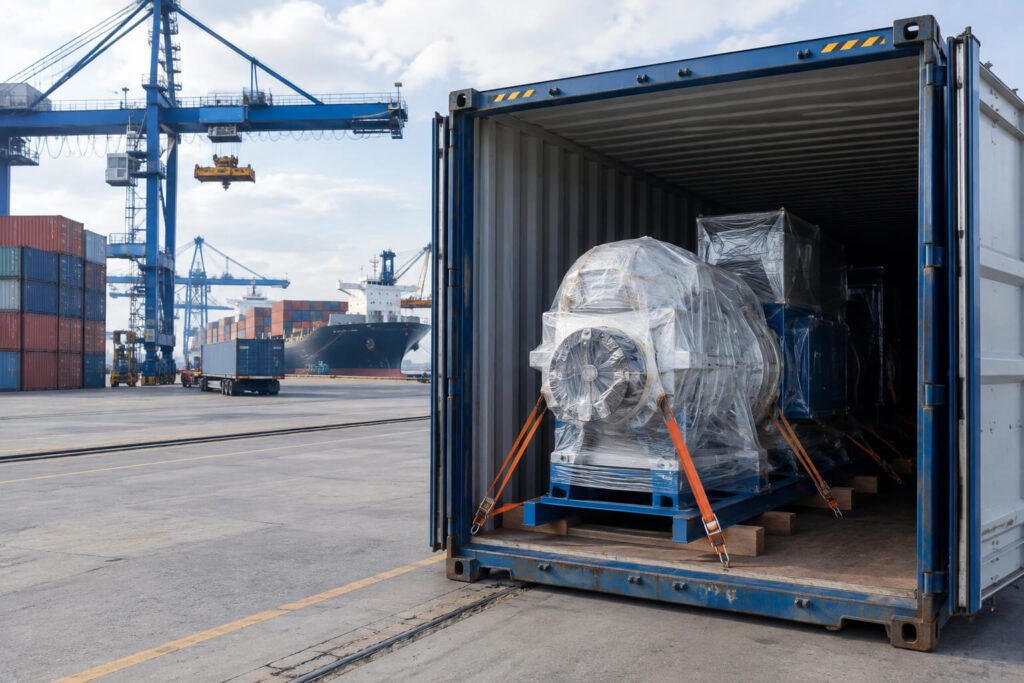 International Trade Transaction and Credit Support
Alt text: Industrial cargo prepared for international shipment
