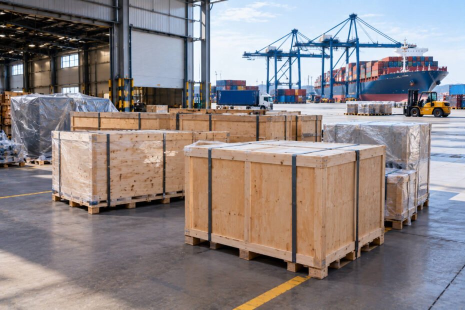 Verpackte Industriegüter für den Export