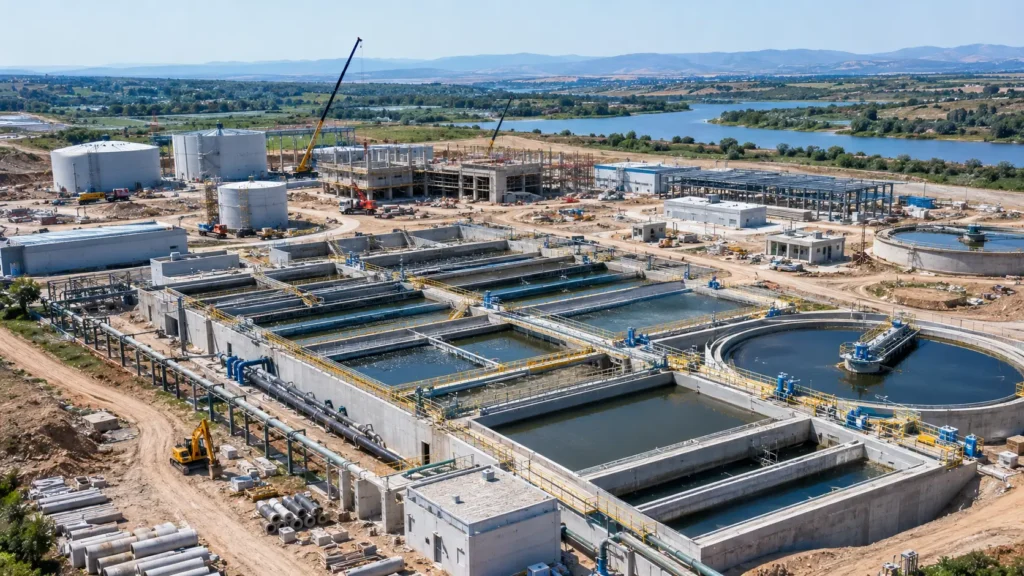 Instalação de infraestrutura em construção